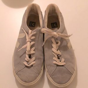 Gray suede Veja x Madewell collab women’s sneaker.  Size 9